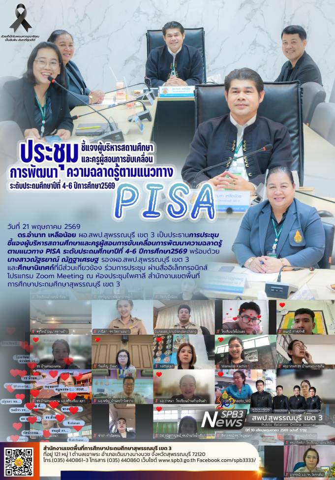 ประชุมชี้แจงผู้บริหารสถานศึกษาและครูผู้สอนการขับเคลื่อนการพัฒนาความฉลาดรู้ตามแนวทาง PISA ระดับประถมศึกษาปีที่ 4-6 ปีการศึกษา2569