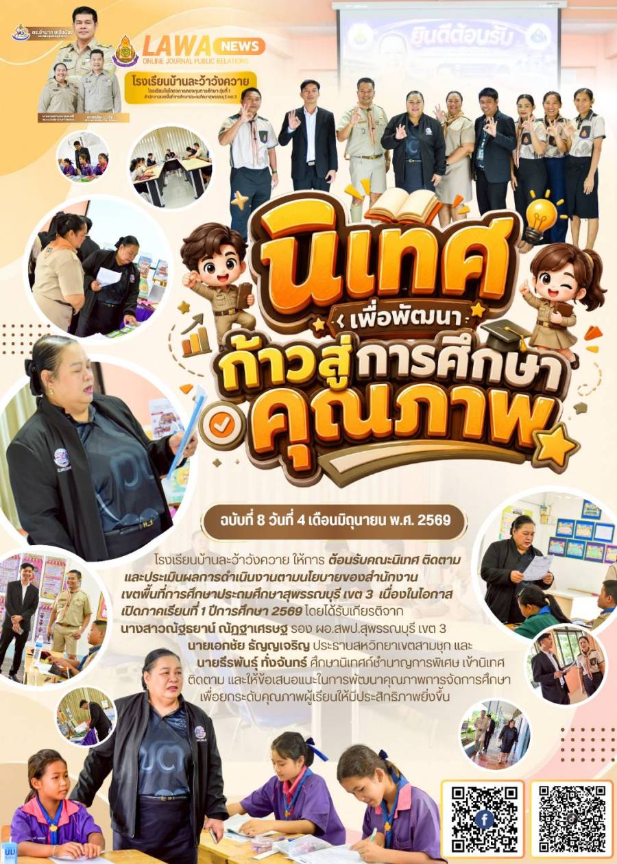 นิเทศ ติดตาม งานนโยบายของ สพป.สุพรรณบุรี เขต 3 ภาคเรียนที่ 1/2569 โรงเรียนละว้าวังควาย